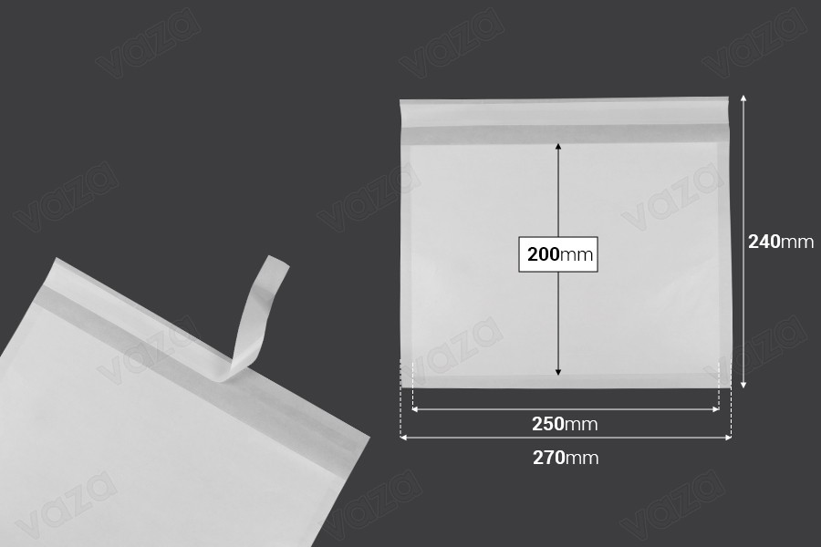 Χάρτινος φάκελος 270x200 mm με αυτοκόλλητο κλείσιμο - 100 τμχ Χάρτινος φάκελος 270x200 mm με αυτοκόλλητο κλείσιμο - 100 τμχ-εικόνα_διαστάσεις
