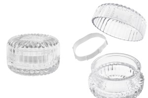 Barattolo in vetro da 100 ml (83x50 mm) con tappo in vetro per candela