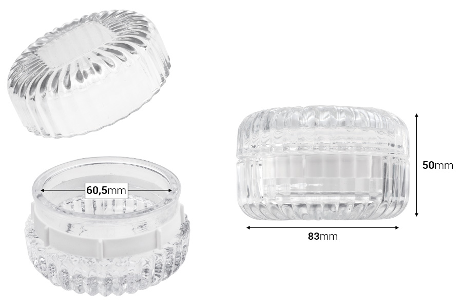 Γυάλινο βαζάκι 100 ml (83x50 mm) με γυάλινο καπάκι για κερί
