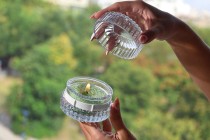 Γυάλινο βαζάκι 100 ml (83x50 mm) με γυάλινο καπάκι για κερί