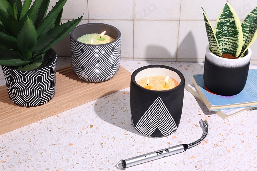 Vaso decorativo 120x110 mm in cemento per portacandele o portafiori-εικόνα_σύνθεση