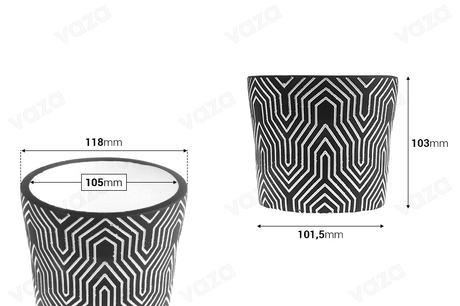 Decorative vase 118x103 mm made of cement for candle or flower pot Decorative vase 118x103 mm made of cement for candle or flower pot-image_dimensions