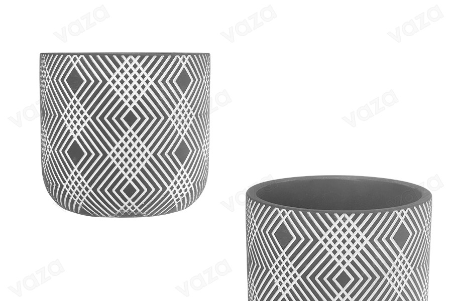 Vaso decorativo 120x110 mm in cemento per portacandele o portafiori-εικόνα_προϊοντική