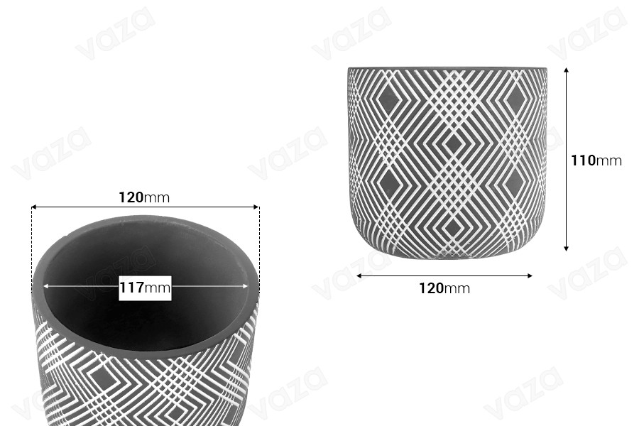 Vaso decorativo 120x110 mm in cemento per portacandele o portafiori-εικόνα_διαστάσεις
