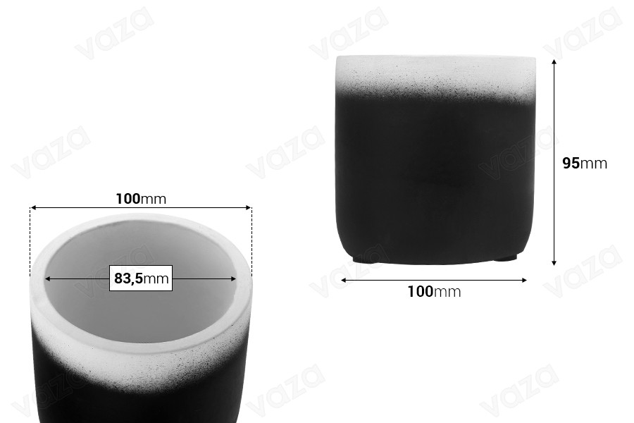 Decorative vase 100x95 mm made of cement for candle or flower pot-image_dimensions