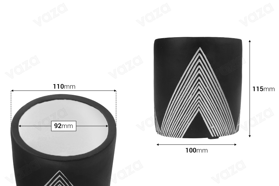 Decorative vase 110x115 mm made of cement for candle or flower pot-image_dimensions