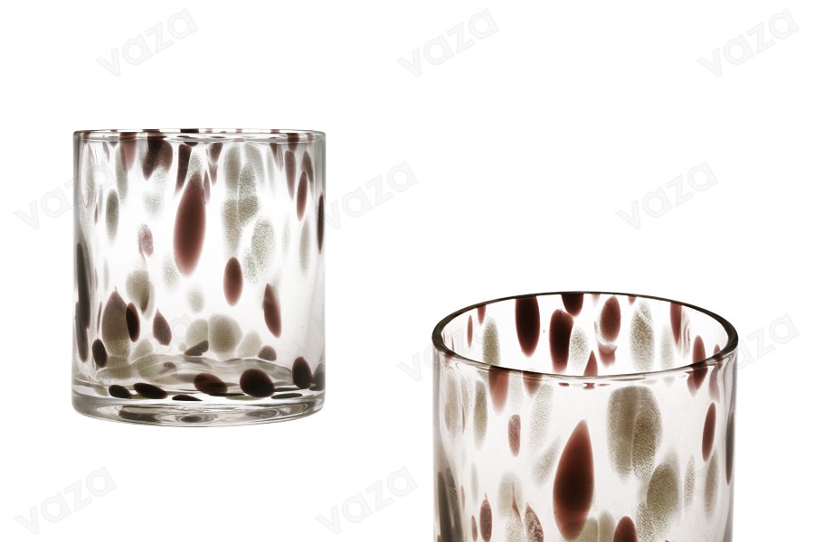 Pot en verre au design éclaboussé pour bougies (80x90 mm) Pot en verre au design éclaboussé pour bougies (80x90 mm)-photo_produit