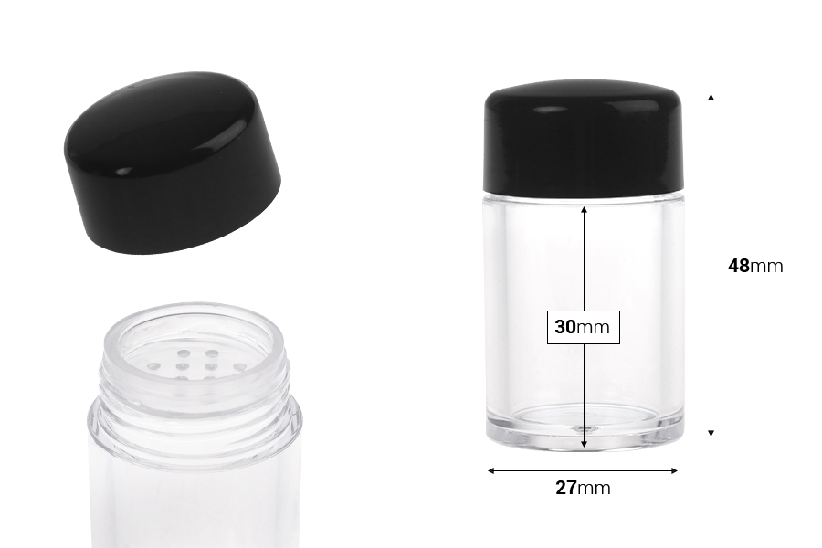 Βαζάκι ακρυλικό 10 ml με τάπα με τρύπες για καλλυντικά σε σκόνη- 12 τμχ Βαζάκι ακρυλικό 10 ml με τάπα με τρύπες για καλλυντικά σε σκόνη- 12 τμχ