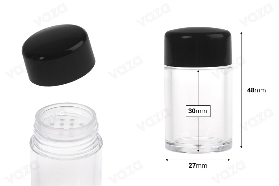 Acryltiegel 10 ml mit Lochdeckel für Puderkosmetik - 12 Stück-bildabmessungen