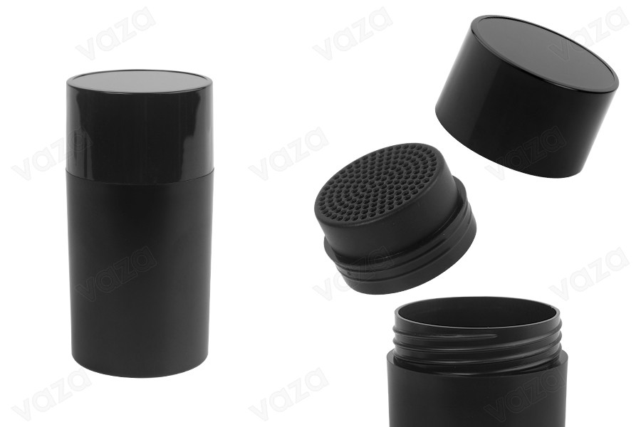 Flacone nero da 15 ml (44x85 mm) con fori e tappo-immagine_prodotto