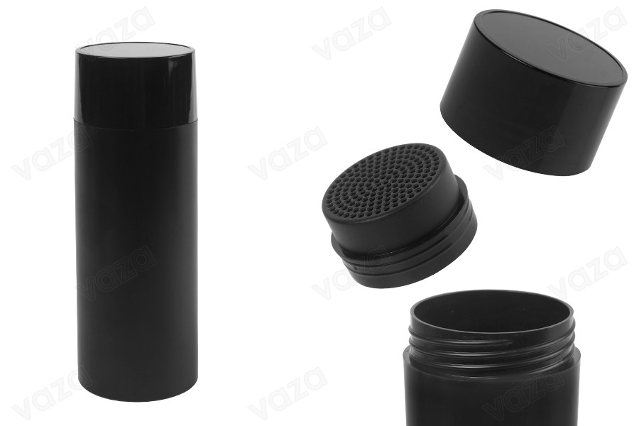 Μπουκαλάκι μαύρο 30 ml (44x122 mm) με οπές και καπάκι-εικόνα_προϊοντική
