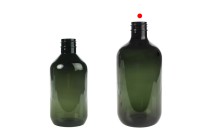 Bouteille PET 500 ml cylindrique de couleur ambre ou olive (28/410) Bouteille PET 500 ml cylindrique de couleur ambre ou olive (28/410)