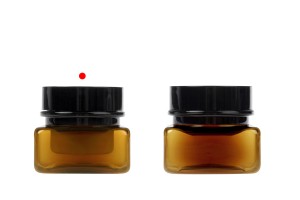 Braunes Kunststoffgefäß, 30 ml, quadratisch, mit Kunststoffdichtung und Deckel-εικόνα_σύνθεση