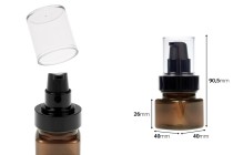 Shishe plastike ngjyrë karamel 30 ml katror me pompë kremi të zezë dhe kapak transparent Shishe plastike ngjyrë karamel 30 ml katror me pompë kremi të zezë dhe kapak transparent -imazh_dimensione