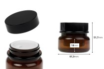 Πλαστικό καραμελέ βάζο 30 ml δίπατο με πλαστικό παρέμβυσμα και καπάκι-εικόνα_διαστάσεις