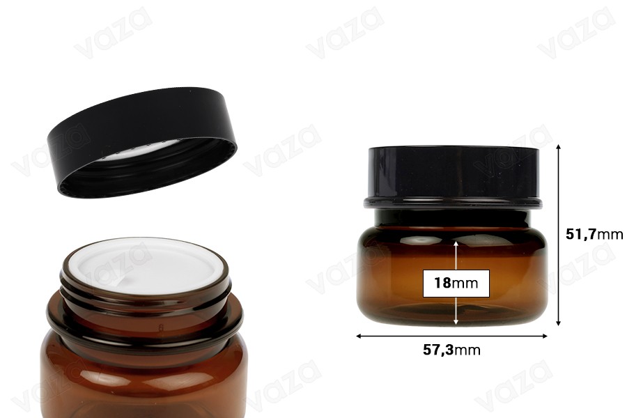 Πλαστικό καραμελέ βάζο 50 ml κυλινδρικό με πλαστικό παρέμβυσμα και καπάκι-εικόνα_διαστάσεις