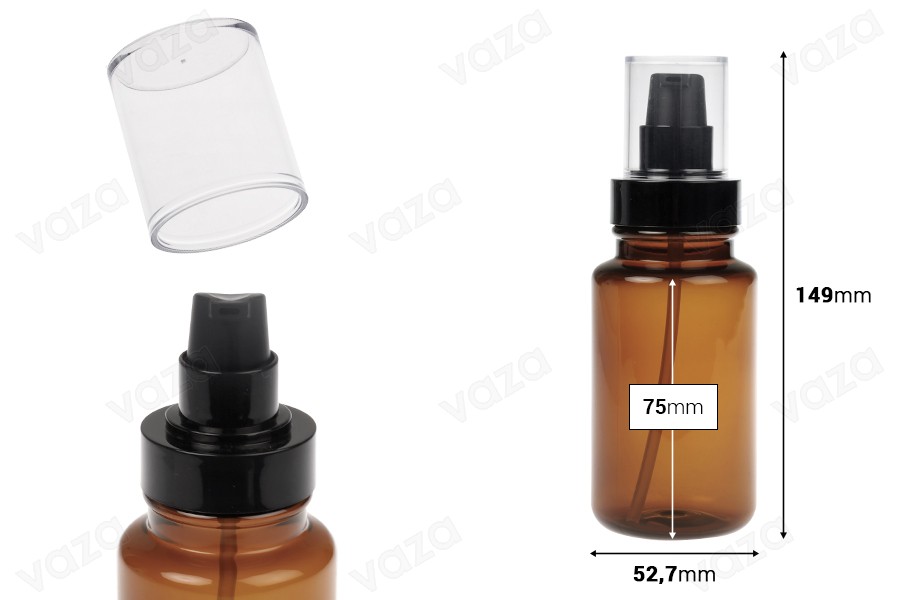 Πλαστικό καραμελέ μπουκάλι 160 ml κυλινδρικό με μαύρη αντλία κρέμας και διάφανο καπάκι Πλαστικό καραμελέ μπουκάλι 160 ml κυλινδρικό με μαύρη αντλία κρέμας και διάφανο καπάκι-εικόνα_διαστάσεις
