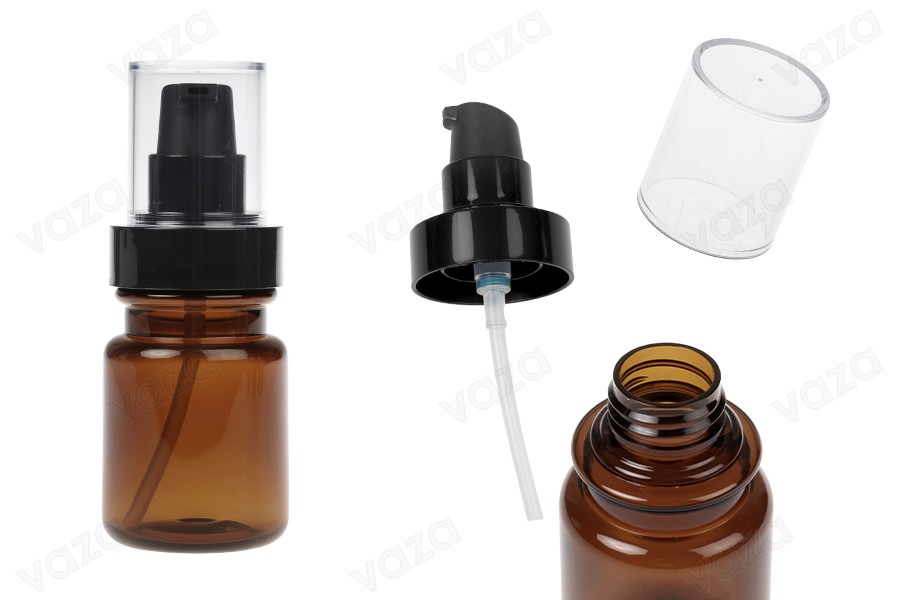 Bouteille cylindrique en plastique de 60 ml avec pompe à crème noire et bouchon transparent Bouteille cylindrique en plastique de 60 ml avec pompe à crème noire et bouchon transparent-photo_produit