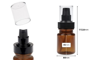 Bouteille cylindrique en plastique de 60 ml avec pompe à crème noire et bouchon transparent-εικόνα_διαστάσεις
