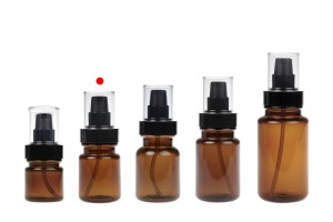Πλαστικό καραμελέ μπουκάλι 60 ml κυλινδρικό με μαύρη αντλία κρέμας και διάφανο καπάκι-εικόνα_σύνθεση