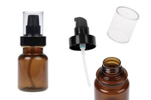 Flacon cylindrique en plastique ambré de 80 ml, avec pompe à crème noire et bouchon transparent-εικόνα_προϊοντική