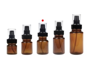 Flacon cylindrique en plastique ambré de 80 ml, avec pompe à crème noire et bouchon transparent-εικόνα_σύνθεση