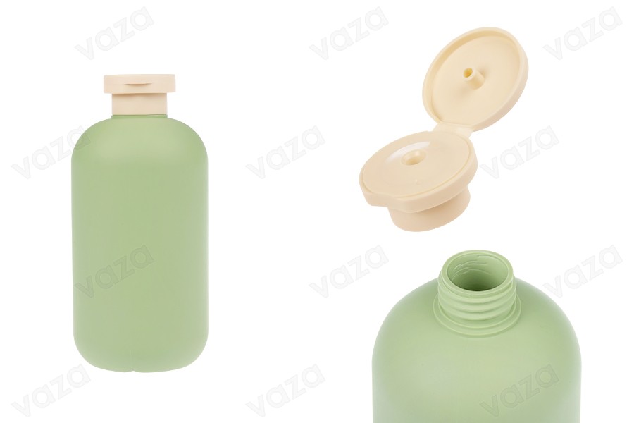 Shishe plastike (HDPE) 500 ml me kapak që hapet për shampo - xhel dushi dhe locion-imazh_produkt