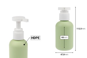 Πλαστικό μπουκάλι (HDPE) 100 ml με αντλία για σαμπουάν - αφρόλουτρο και λοσιόν-εικόνα_διαστάσεις