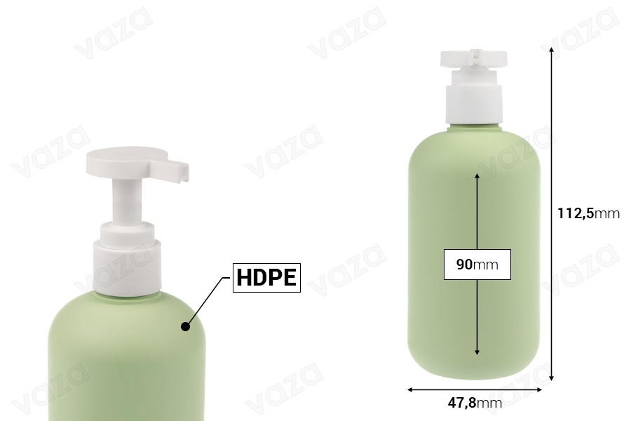 Shishe plastike (HDPE) 300 ml me pompë për shampo - shampo trupi dhe locion-imazh_dimensione