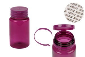 Πλαστικό PET μωβ βαζάκι 100 ml με κουμπωτό καπάκι ασφαλείας για χάπια και κάψουλες-1