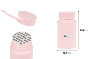 Πλαστικό PET ροζ βαζάκι 120 ml με κουμπωτό καπάκι ασφαλείας και παρέμβυσμα για χάπια και κάψουλες-2