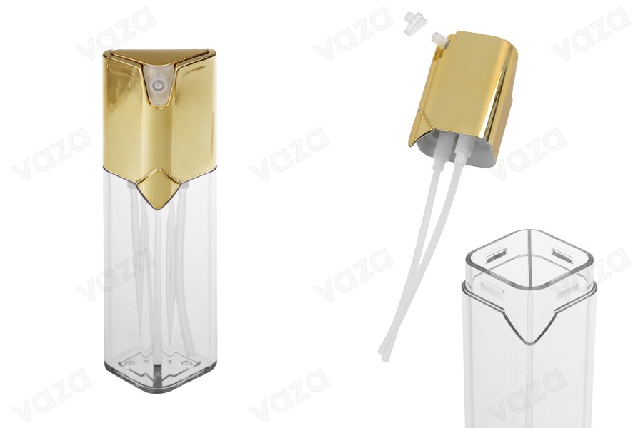Διάφανο δίχωρο μπουκαλάκι 60 ml με χρυσή αντλία-εικόνα_προϊοντική