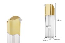 Transparente Zweikammerflasche, 60 ml, mit goldener Pumpe-bildabmessungen