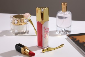 Transparente Zweikammerflasche, 60 ml, mit goldener Pumpe-bildgruppe