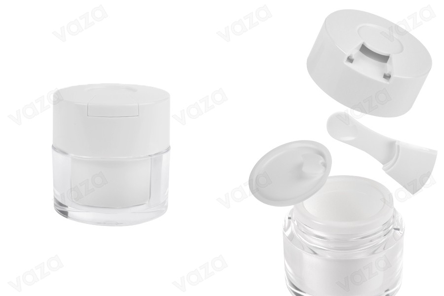 Ακρυλικό βάζο 15 ml με λευκό καπάκι, σπάτουλα και πλαστικό παρέμβυσμα Ακρυλικό βάζο 15 ml με λευκό καπάκι, σπάτουλα και πλαστικό παρέμβυσμα-εικόνα_προϊοντική