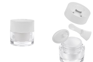 Pot en acrylique de 30 ml avec couvercle blanc, spatule et joint en plastique-εικόνα_προϊοντική