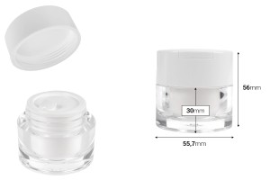 Pot en acrylique de 30 ml avec couvercle blanc, spatule et joint en plastique-εικόνα_διαστάσεις