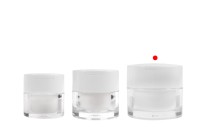 Ακρυλικό βάζο 50 ml με λευκό καπάκι, σπάτουλα και πλαστικό παρέμβυσμα Ακρυλικό βάζο 50 ml με λευκό καπάκι, σπάτουλα και πλαστικό παρέμβυσμα