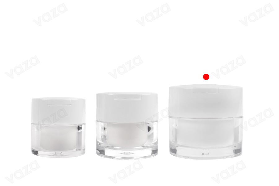 50 ml Acrylglas mit weißem Deckel, Spatel und Kunststoffdichtung 50 ml Acrylglas mit weißem Deckel, Spatel und Kunststoffdichtung-bildgruppe