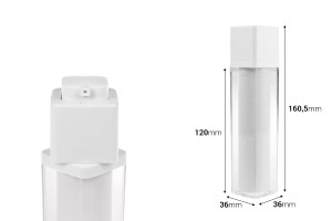 Airless-Flasche aus Acryl, 50 ml, mit weißer Pumpe-εικόνα_διαστάσεις