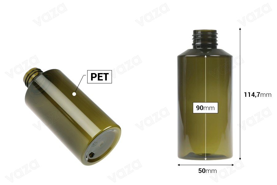 Bottiglia in PET da 150 ml (PP24) in vari colori Bottiglia in PET da 150 ml (PP24) in vari colori-dimensioni_immagine