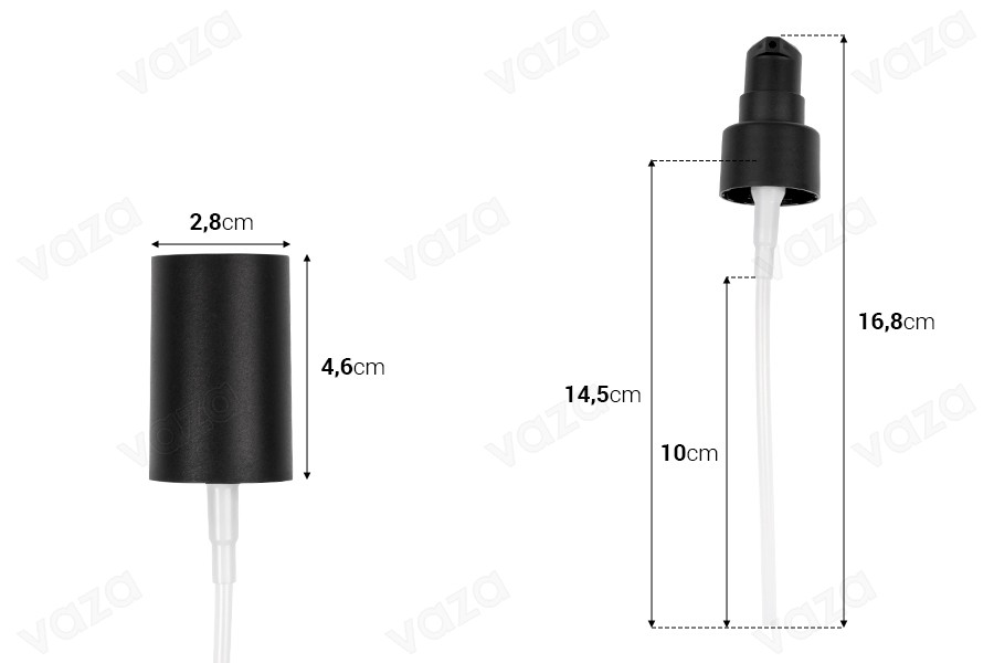 Pompa per crema in plastica (PET) per flaconi con codice #1276- (tubo da 10 cm)-dimensioni_immagine