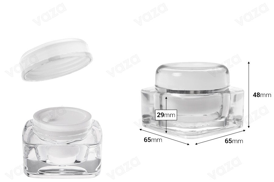 Luxus-Acrylglas 30 ml mit Deckel und Kunststoffdichtung-bildabmessungen
