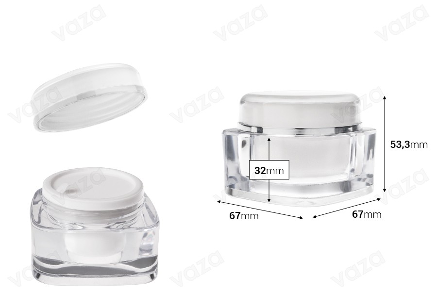 Luxus-Acrylglas 50 ml mit Deckel und Kunststoffdichtung Luxus-Acrylglas 50 ml mit Deckel und Kunststoffdichtung-bildabmessungen