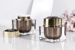 Pot acrylique de luxe de 50 ml avec couvercle et joint en plastique-photo_groupe