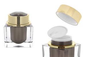 Pot acrylique de luxe de 50 ml avec couvercle et joint en plastique-photo_produit