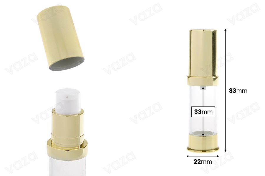 Tubo airless da 5 ml per crema, disponibile in colore oro / argento Tubo airless da 5 ml per crema, disponibile in colore oro / argento-εικόνα_διαστάσεις