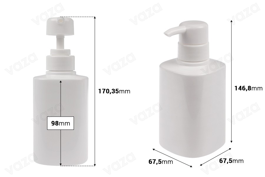Μπουκάλι PET 300 ml σε λευκό χρώμα με αντλία (PP32) Μπουκάλι PET 300 ml σε λευκό χρώμα με αντλία (PP32)-εικόνα_διαστάσεις