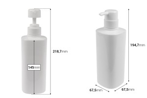500 ml PET-Flasche in weißer Farbe mit Pumpe (PP32)-εικόνα_διαστάσεις