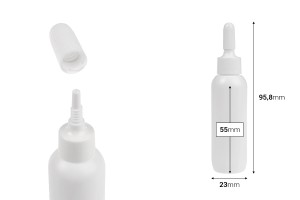 Flacon plastique blanc 20 ml avec bouchon à vis et bec verseur - 50 pièces-εικόνα_διαστάσεις